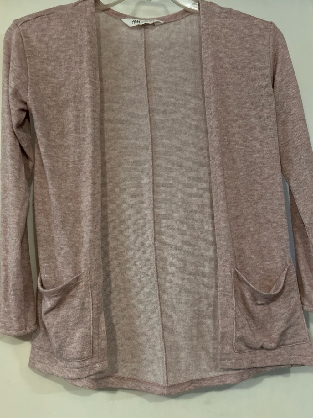 H&M Girls Open-Front Pocket Cardigan in Mauve